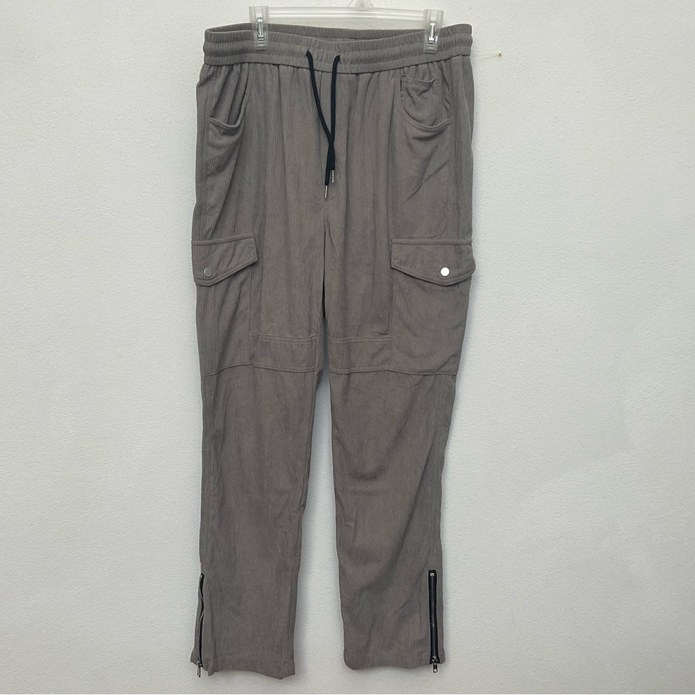 Manfinity Taupe/Grey Cargo Ribbed Knit Sweatpants Size XXL Leisure Comfy